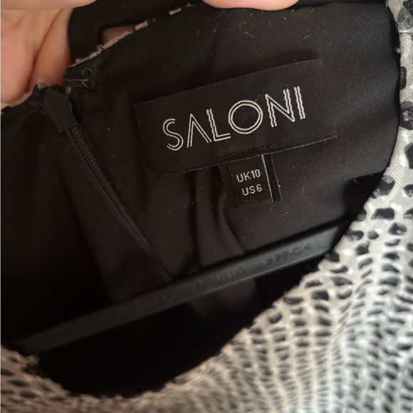 Saloni Maxi Dress, Silk, Black White dot, Size 6 Small - Picture 4 of 6